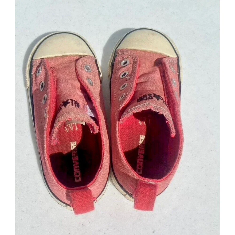 Girl's Converse All Star Simple Slip On Toddler Sz 8 Athletic Pink No Lace Shoes